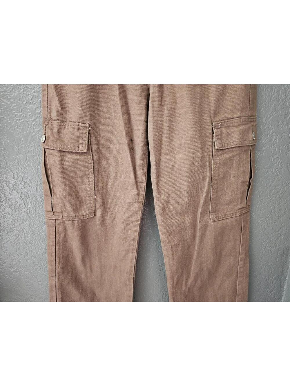Women's S.O.N.G Cargo Denim Pants Brown Straight Leg Size 1 / 25 Pockets Zip Fly - Picture 8 of 15